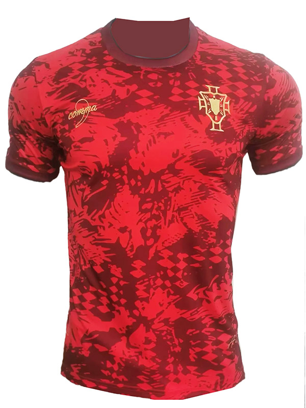 Portugal maillot d'avant-match entraînement uniforme de football vêtements de sport rouges pour hommes kit de football chemise haute 2024-2025